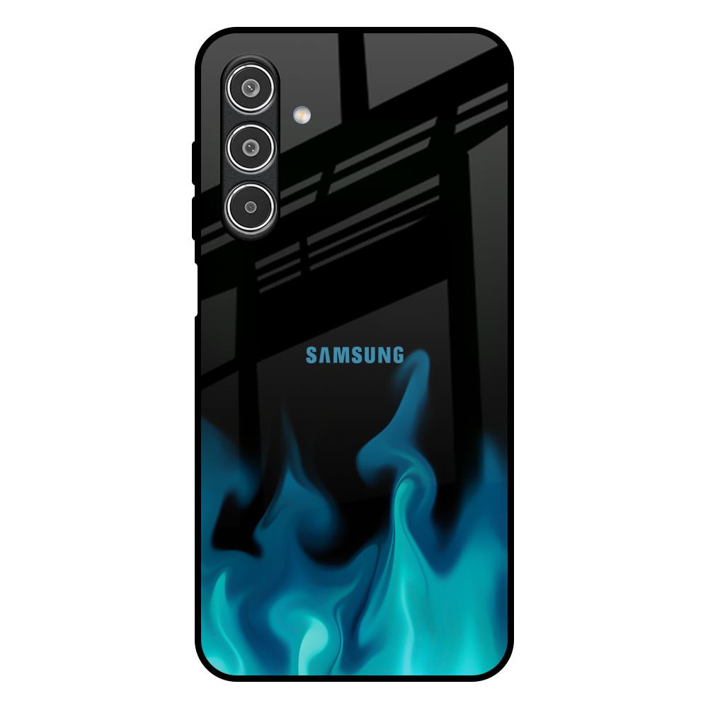 Teal Flames Samsung Galaxy F17 5G Glass Back Cover Online