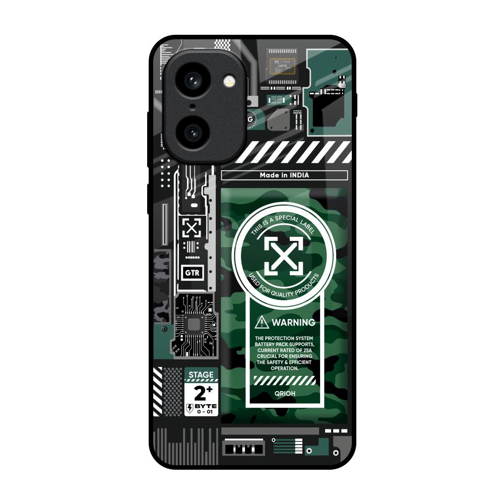 Green Camo Circuit OnePlus 15R 5G Glass Back Cover Online