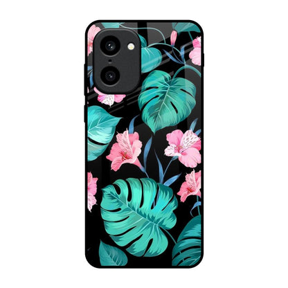 Tropical Leaves & Pink Flowers OnePlus 15R 5G Glass Back Cover Online