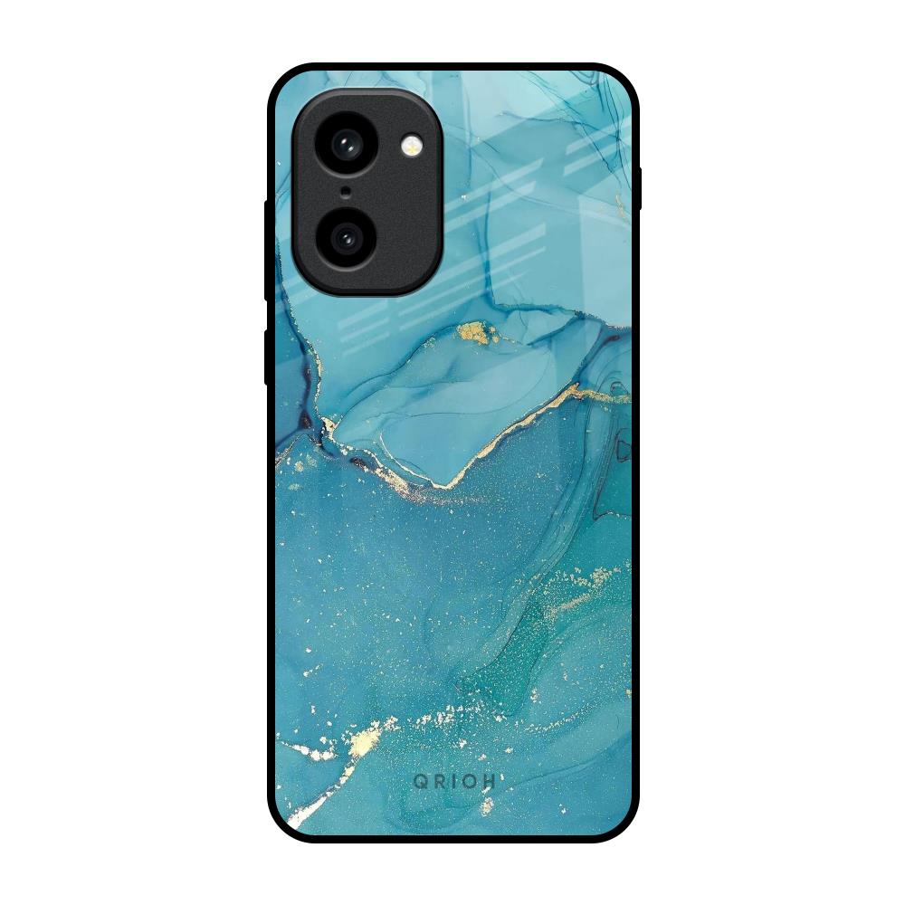 Blue Golden Glitter OnePlus 15R 5G Glass Back Cover Online