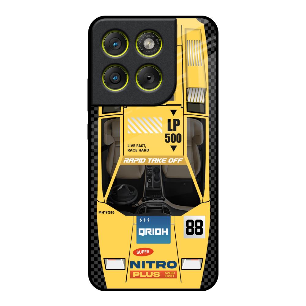Yellow Racing Car Motorola Edge 70 5G Glass Back Cover Online