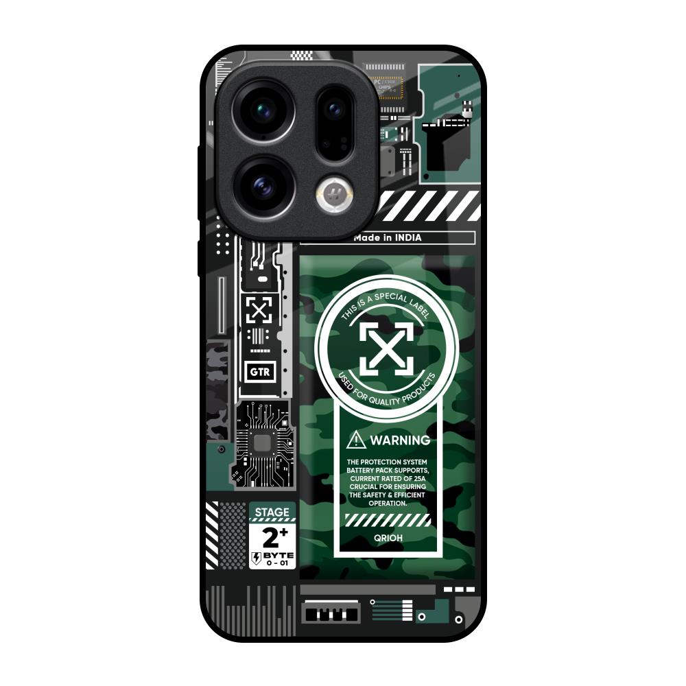 Green Camo Circuit Oppo Find X9 Glass Back Cover Online