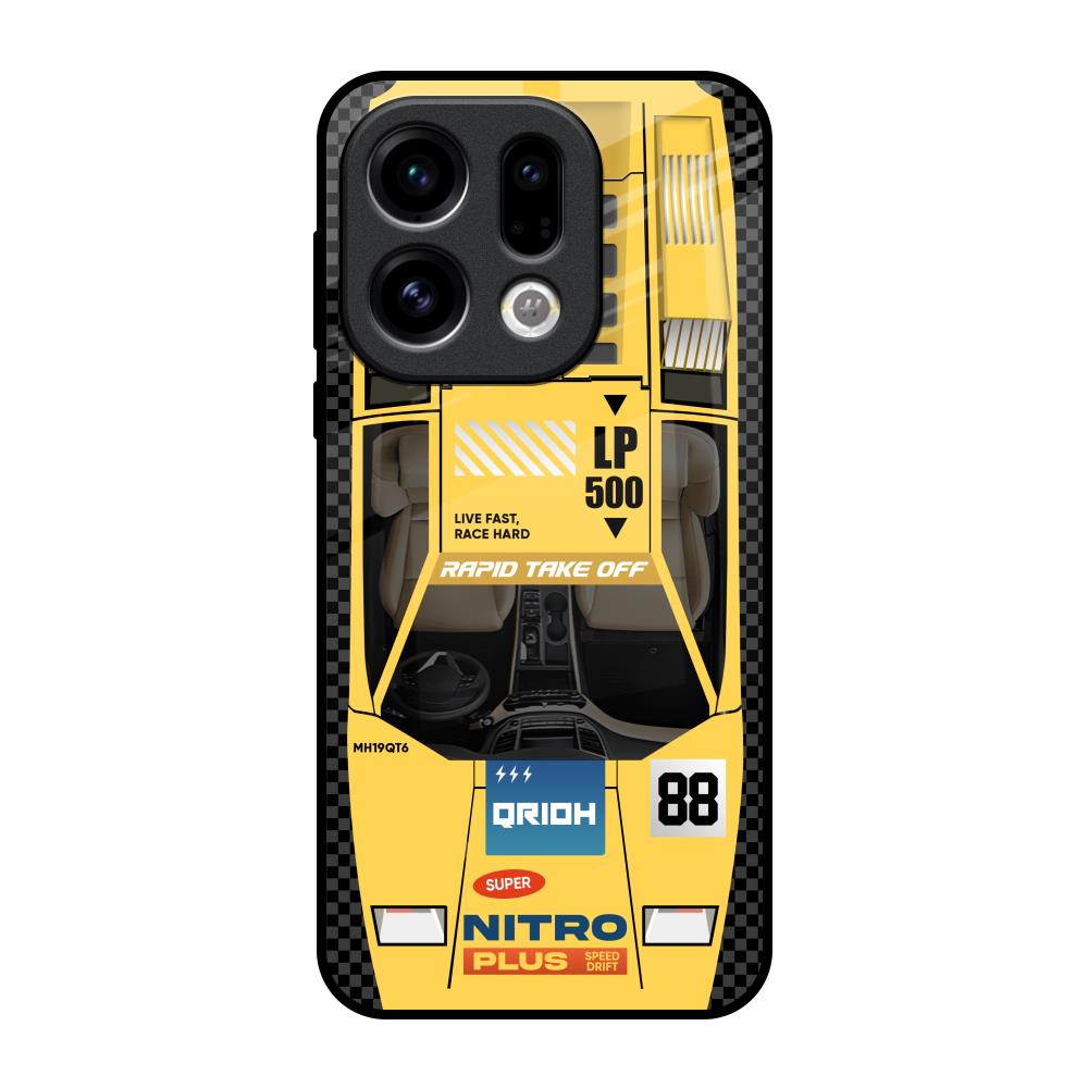 Yellow Racing Car Oppo Find X9 Glass Back Cover Online