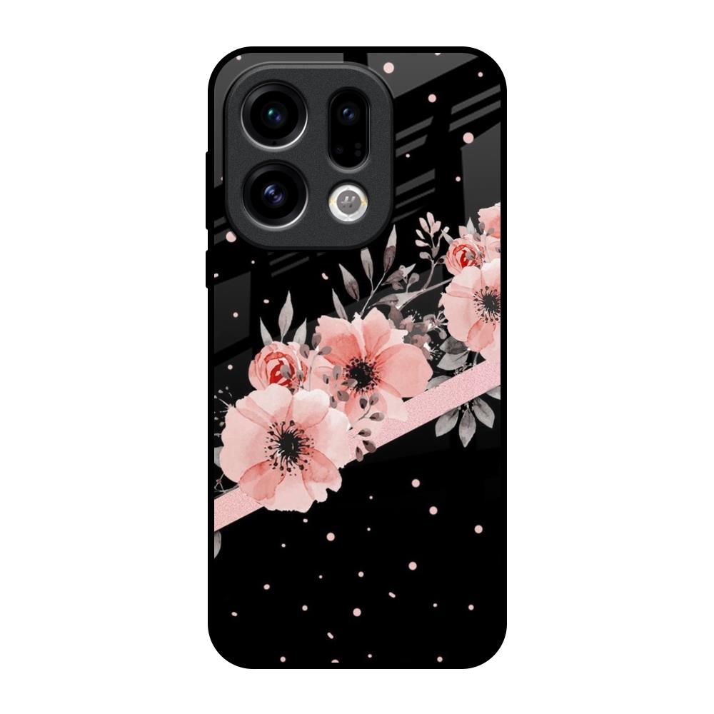 Floral Black Band Oppo Find X9 Glass Back Cover Online