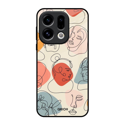 Abstract Faces Oppo Find X9 Glass Back Cover Online