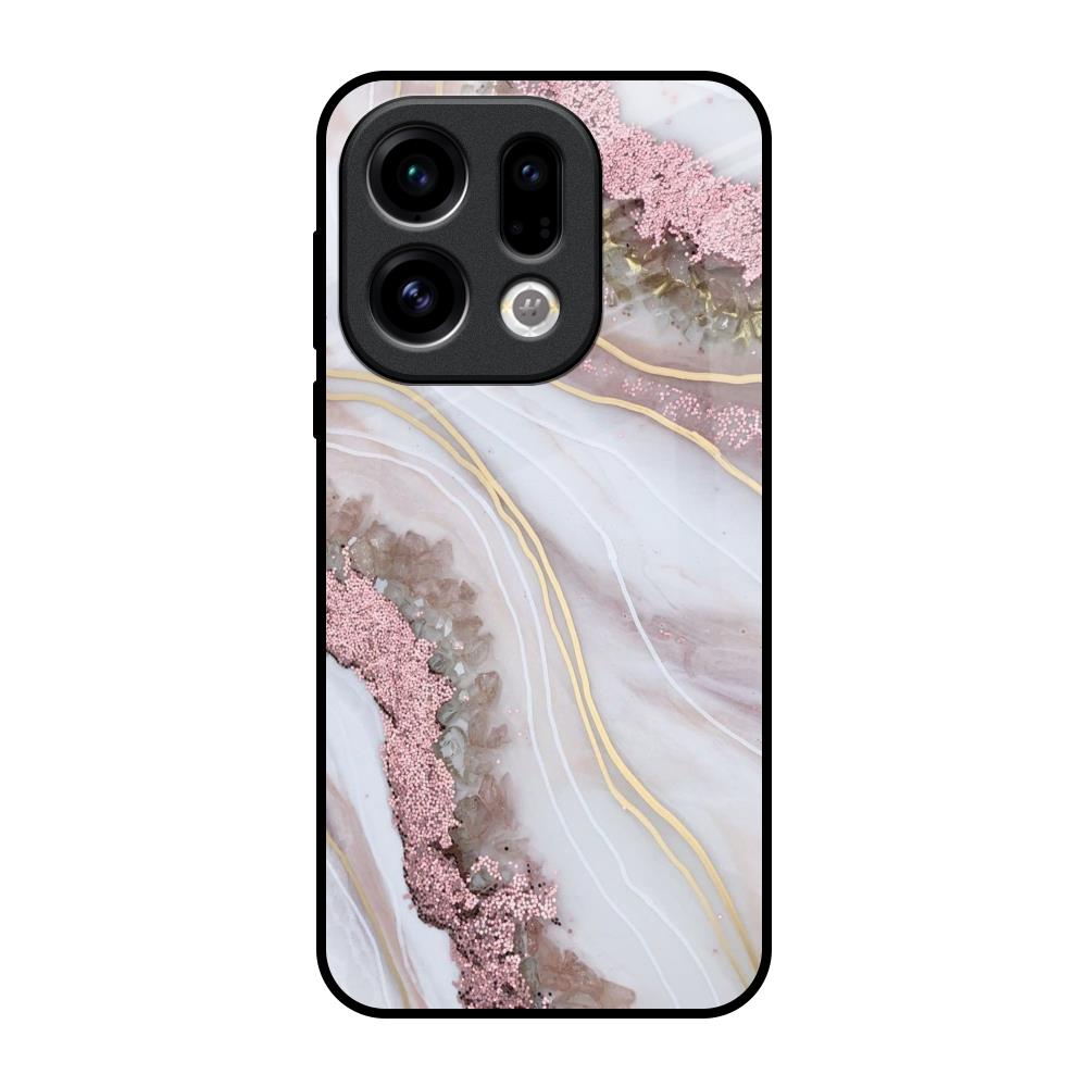 Pink & Gold Gllitter Marble Oppo Find X9 Glass Back Cover Online