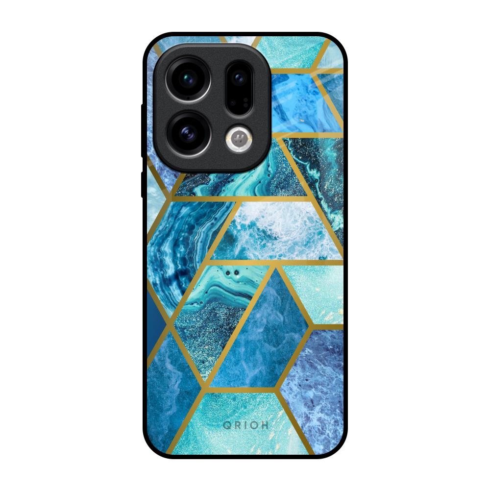 Turquoise Geometrical Marble Oppo Find X9 Glass Back Cover Online