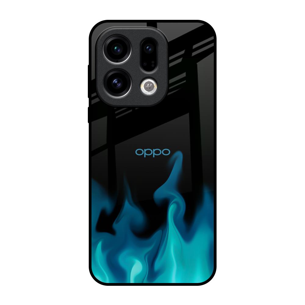 Teal Flames Oppo Find X9 Glass Back Cover Online
