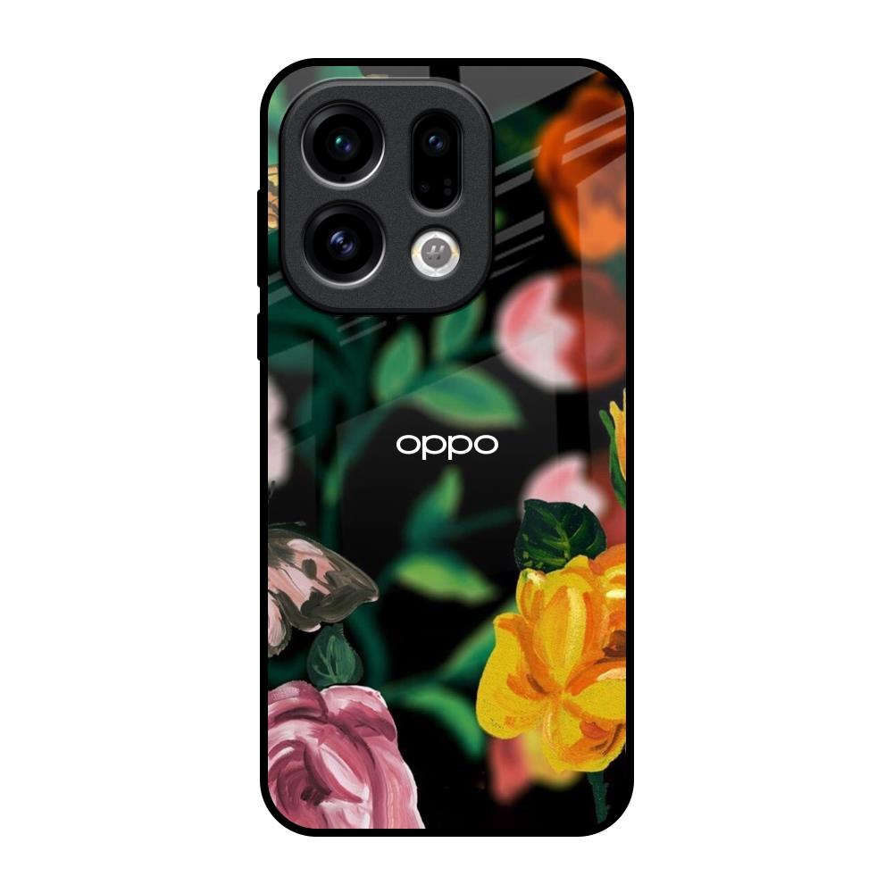 Flowers & Butterfly Oppo Find X9 Glass Back Cover Online