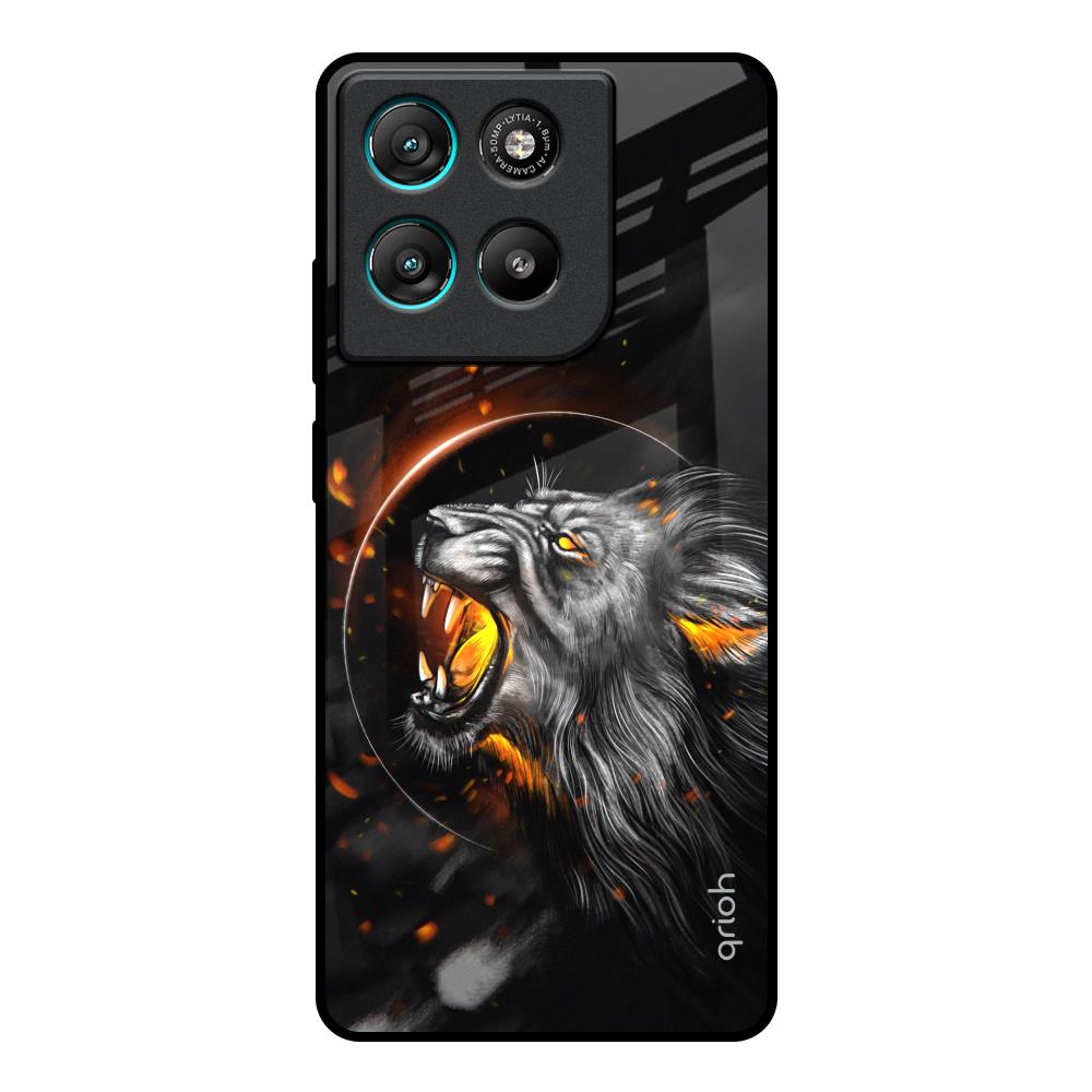 Aggressive Lion Motorola Edge G67 Power Glass Back Cover Online