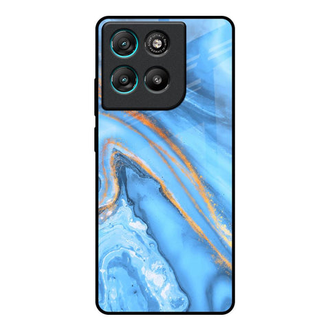 Vibrant Blue Marble Motorola Edge G67 Power Glass Back Cover Online