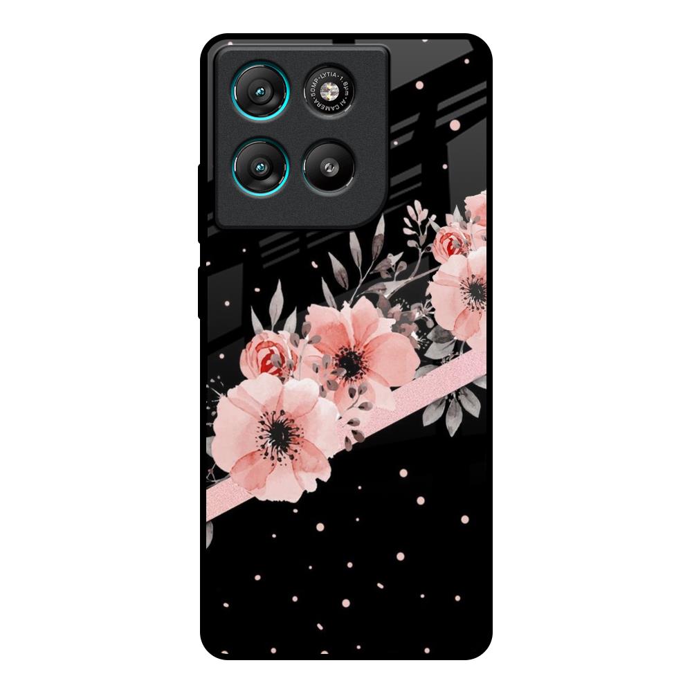 Floral Black Band Motorola Edge G57 Power Glass Back Cover Online