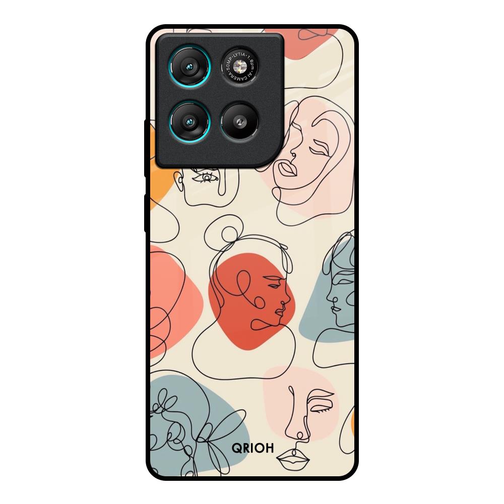 Abstract Faces Motorola Edge G57 Power Glass Back Cover Online