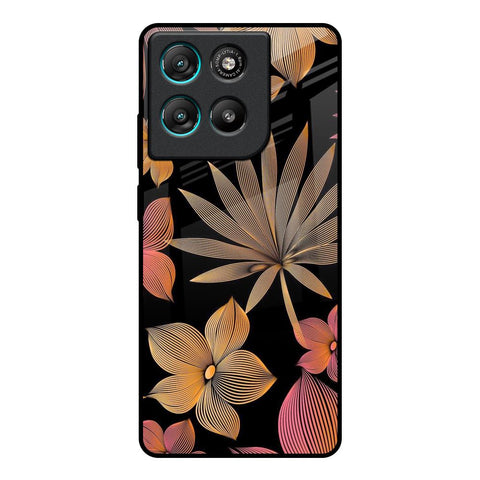 Lines Pattern Flowers Motorola Edge G57 Power Glass Back Cover Online