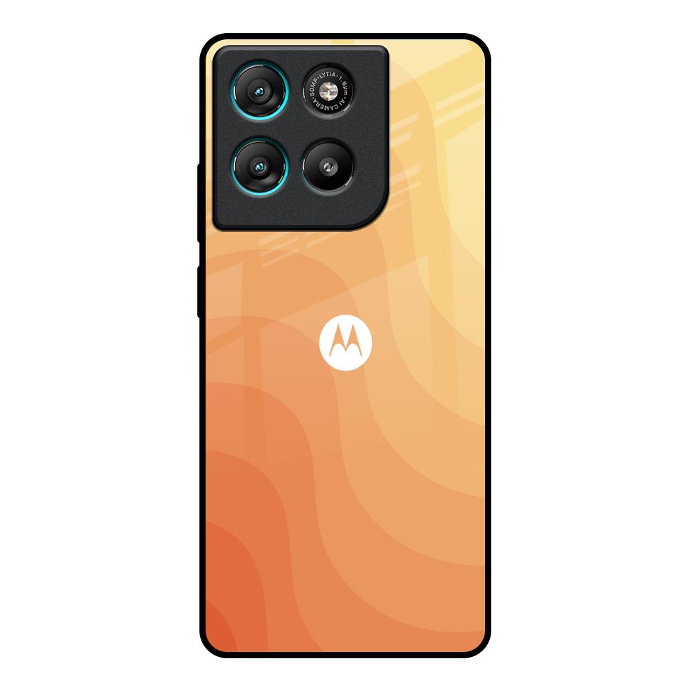 Orange Curve Pattern Motorola Edge G57 Power Glass Back Cover Online
