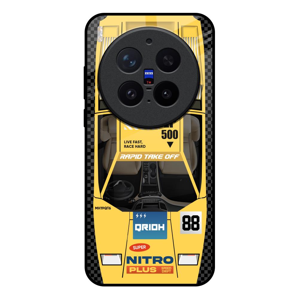 Yellow Racing Car Vivo X300 Pro 5G Glass Back Cover Online