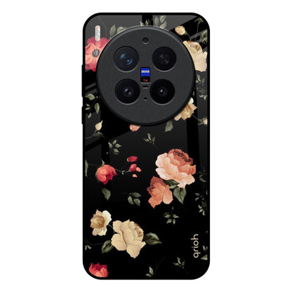 Black Spring Floral Vivo X300 Pro 5G Glass Back Cover Online