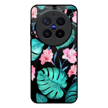 Tropical Leaves & Pink Flowers Vivo X300 Pro 5G Glass Back Cover Online