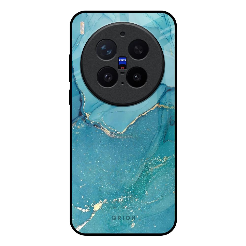 Blue Golden Glitter Vivo X300 Pro 5G Glass Back Cover Online
