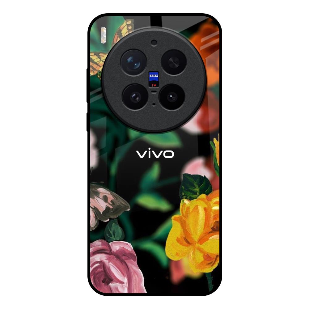 Flowers & Butterfly Vivo X300 Pro 5G Glass Back Cover Online