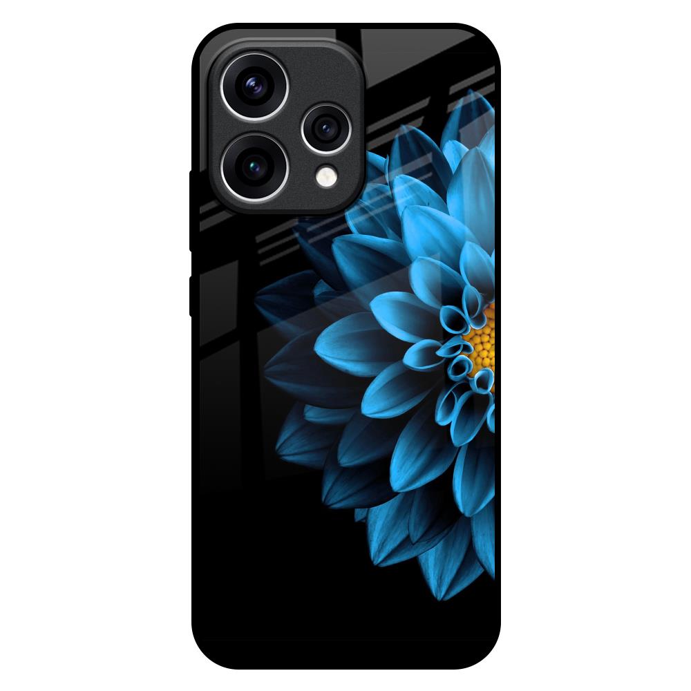 Half Blue Flower Oppo Reno15 5G Glass Back Cover Online