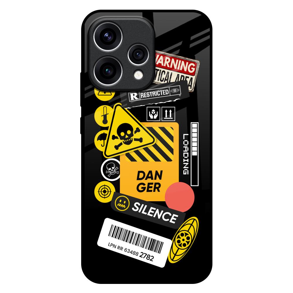 Danger Signs Oppo Reno15 5G Glass Back Cover Online
