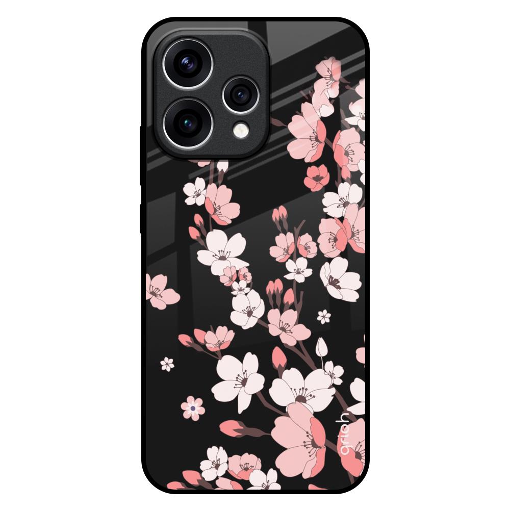 Black Cherry Blossom Oppo Reno15 5G Glass Back Cover Online