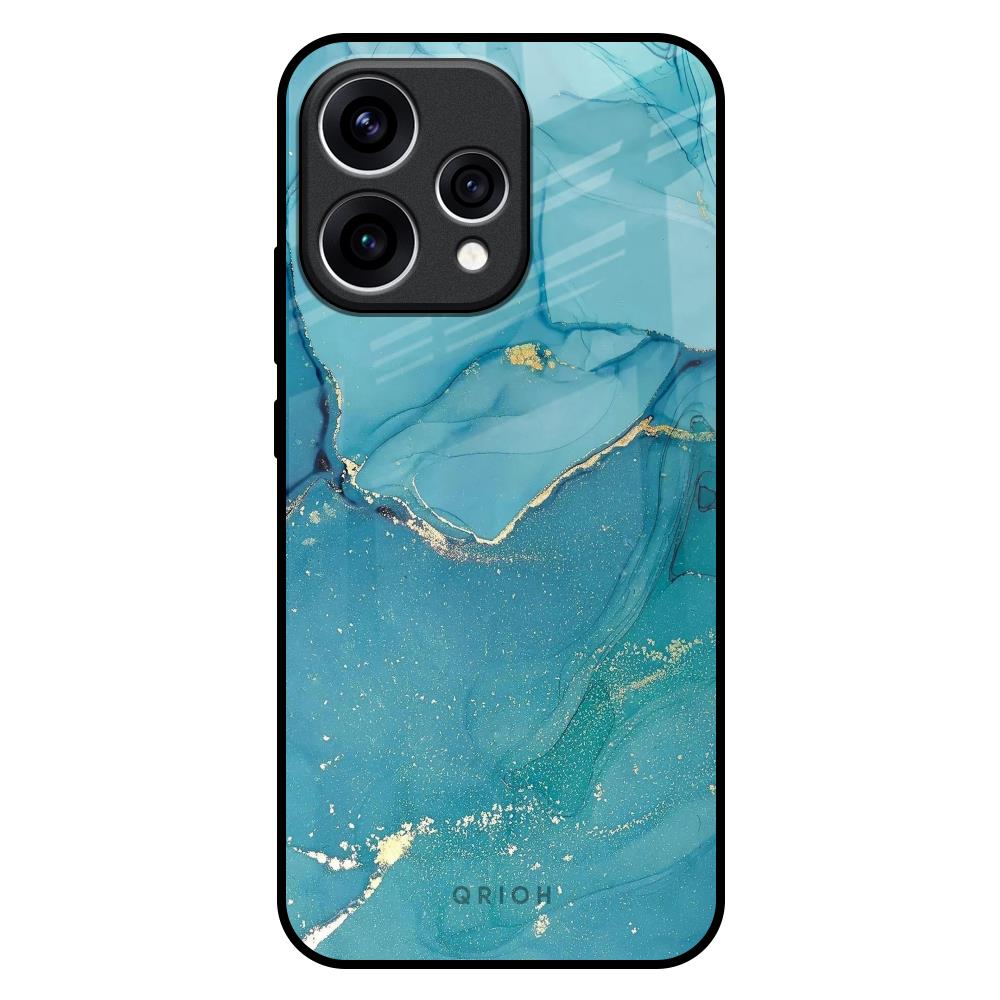 Blue Golden Glitter Oppo Reno15 5G Glass Back Cover Online