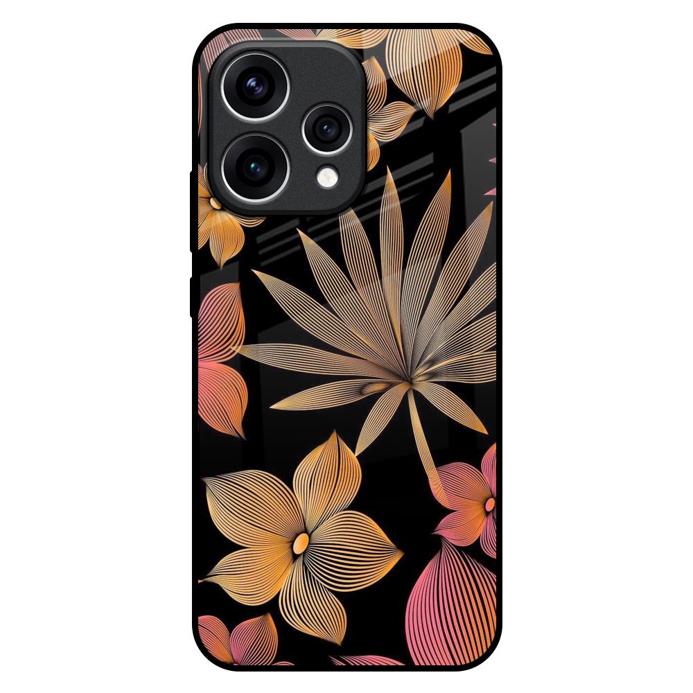 Lines Pattern Flowers Oppo Reno15 5G Glass Back Cover Online