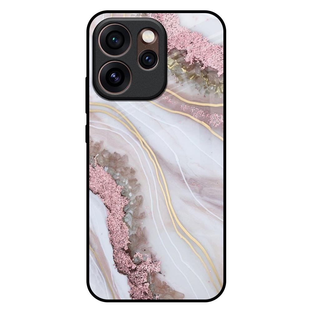 Pink & Gold Gllitter Marble Oppo Reno15 Pro 5G Glass Back Cover Online