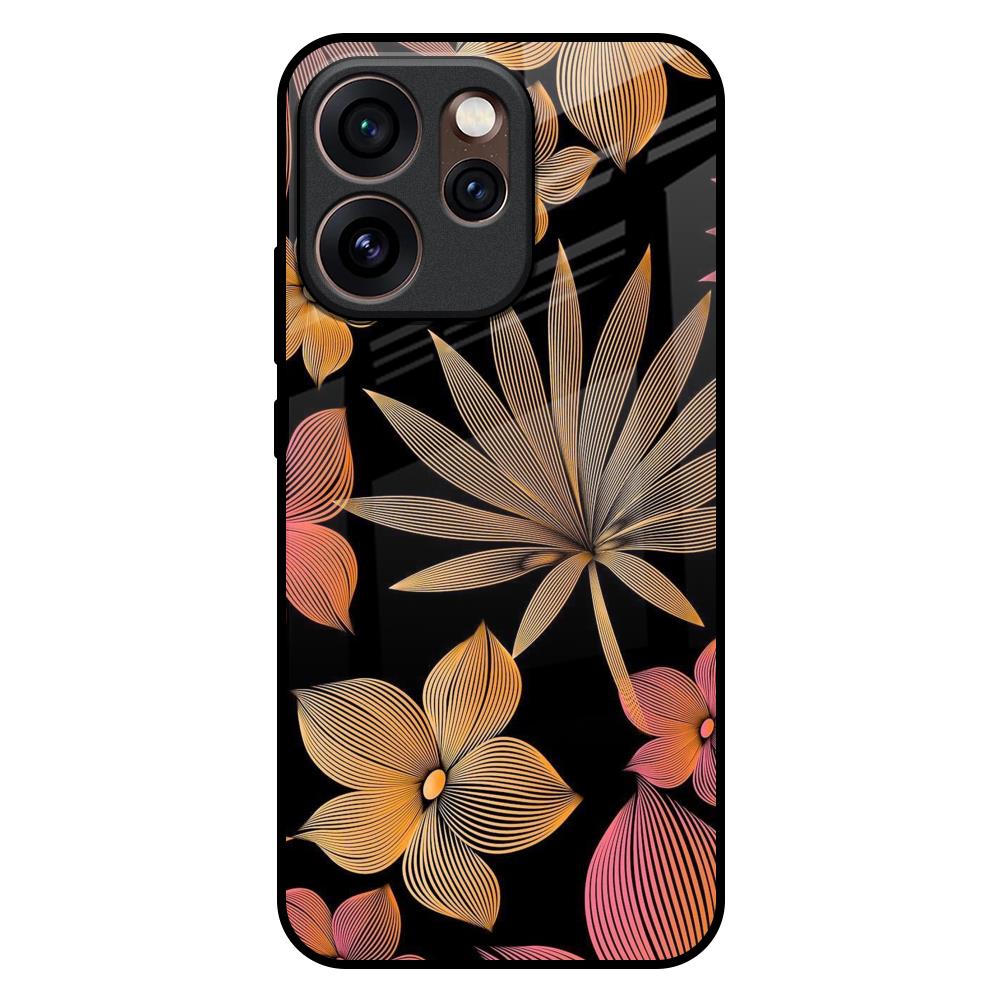 Lines Pattern Flowers Oppo Reno15 Pro Mini 5G Glass Back Cover Online