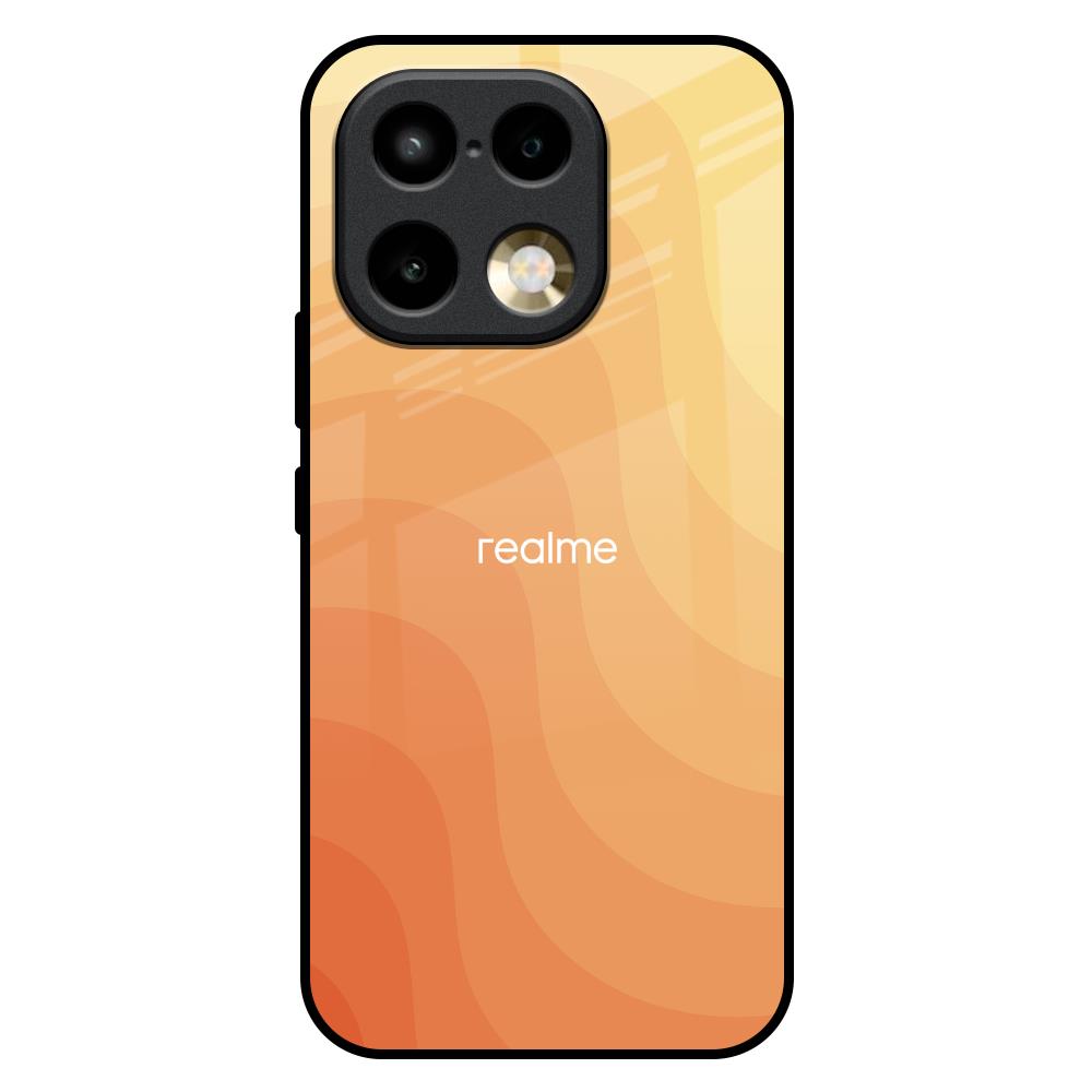 Orange Curve Pattern Realme 16 Pro Plus 5G Glass Back Cover Online