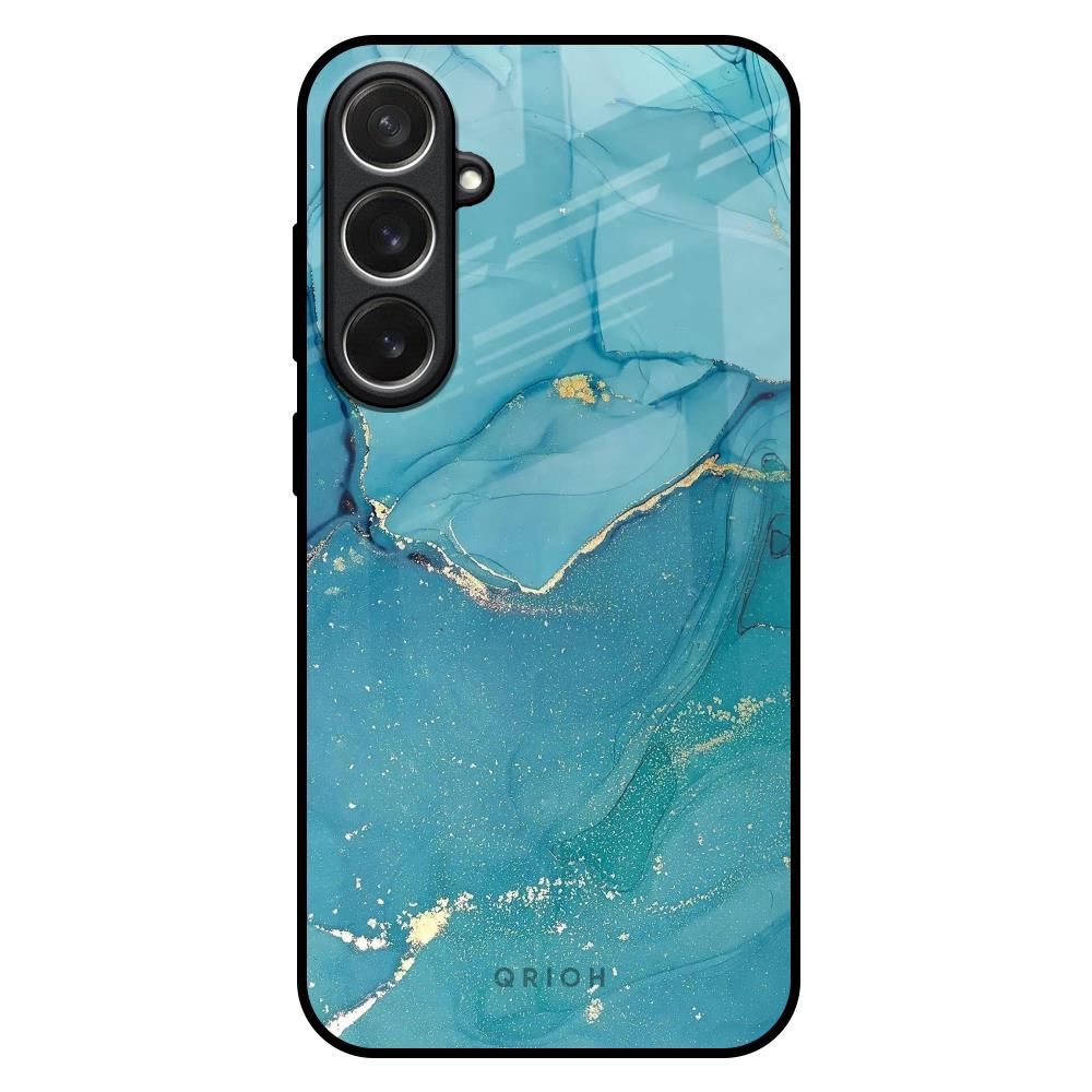 Blue Golden Glitter Samsung Galaxy S26 5G Glass Back Cover Online