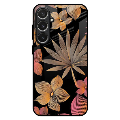 Lines Pattern Flowers Samsung Galaxy S26 5G Glass Back Cover Online