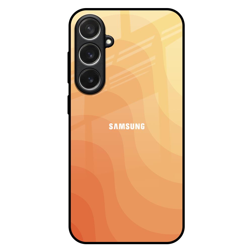 Orange Curve Pattern Samsung Galaxy S26 5G Glass Back Cover Online