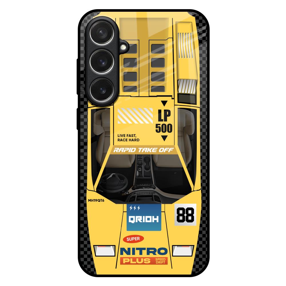 Yellow Racing Car Samsung Galaxy S26 Plus 5G Glass Back Cover Online