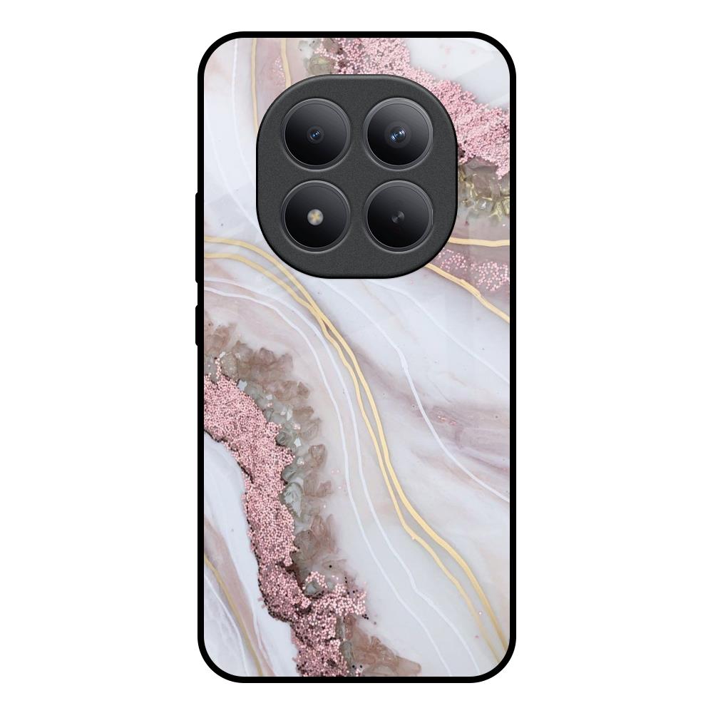 Pink & Gold Gllitter Marble Redmi note 15 Pro + Glass Back Cover Online