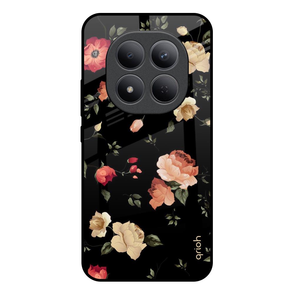 Black Spring Floral Redmi Note 15 Pro 5G Glass Back Cover Online