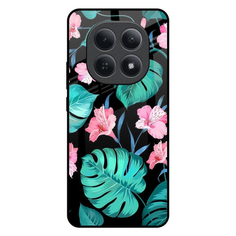 Tropical Leaves & Pink Flowers Redmi Note 15 5G Glass Back Cover Online