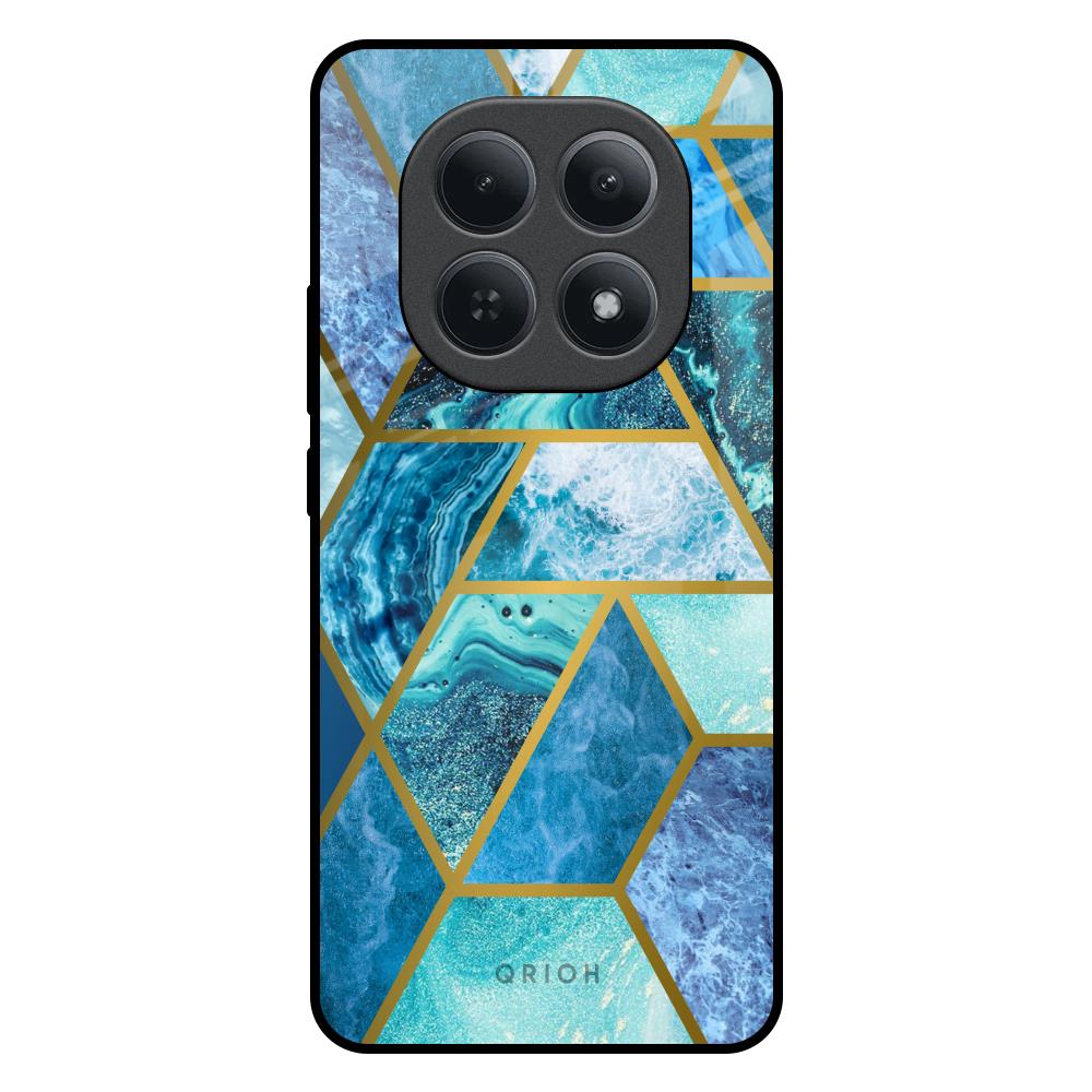 Turquoise Geometrical Marble Redmi Note 15 5G Glass Back Cover Online