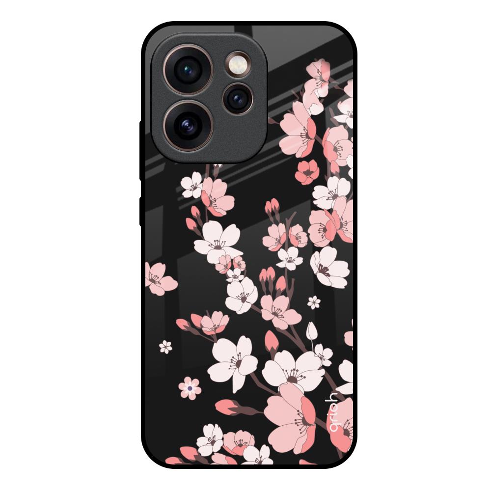 Black Cherry Blossom Oppo Reno15c 5G Glass Back Cover Online