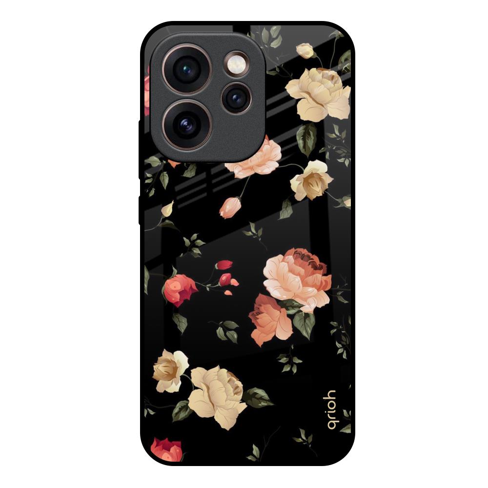 Black Spring Floral Oppo Reno15c 5G Glass Back Cover Online