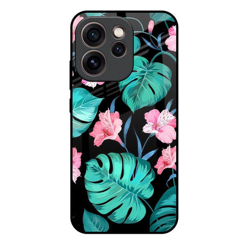 Tropical Leaves & Pink Flowers Oppo Reno15c 5G Glass Back Cover Online