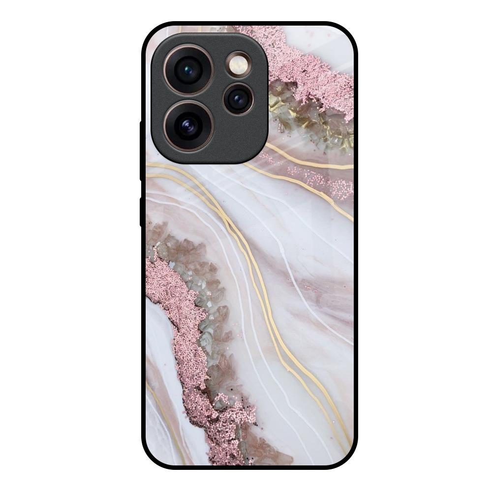 Pink & Gold Gllitter Marble Oppo Reno15c 5G Glass Back Cover Online