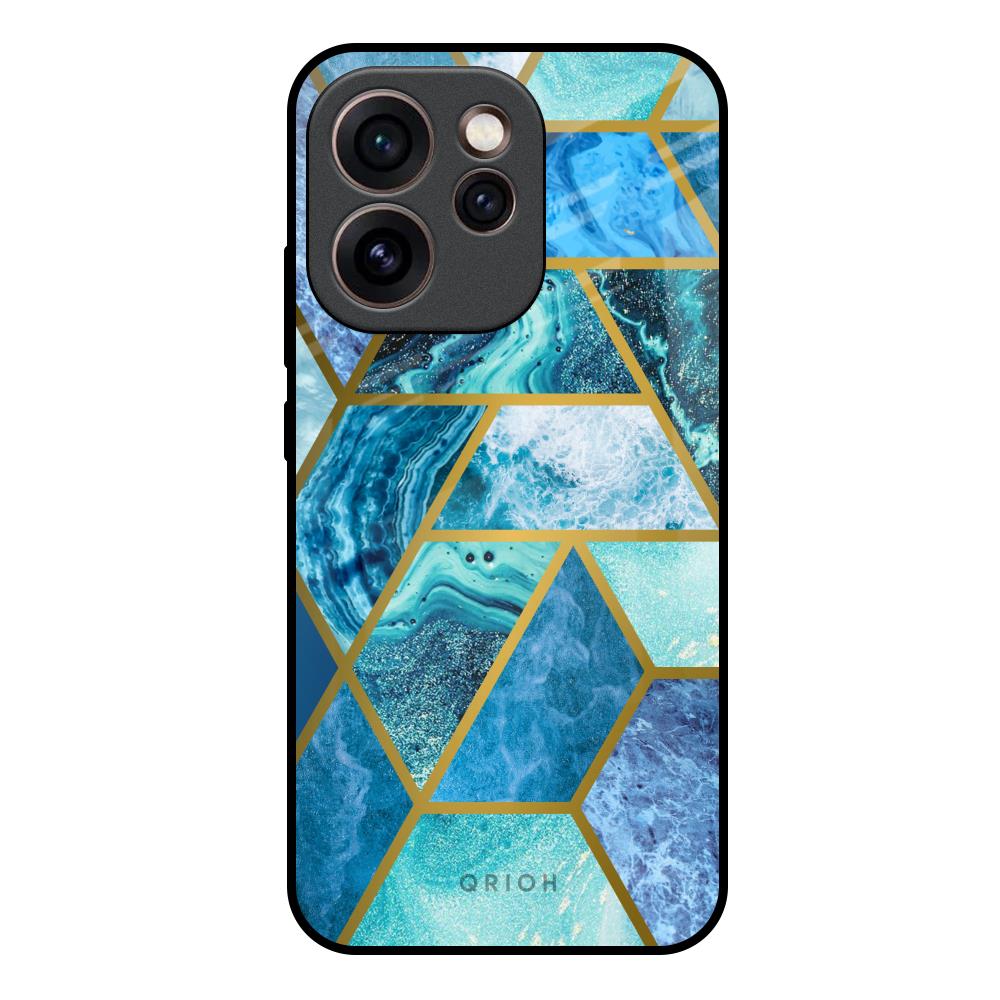 Turquoise Geometrical Marble Oppo Reno15c 5G Glass Back Cover Online