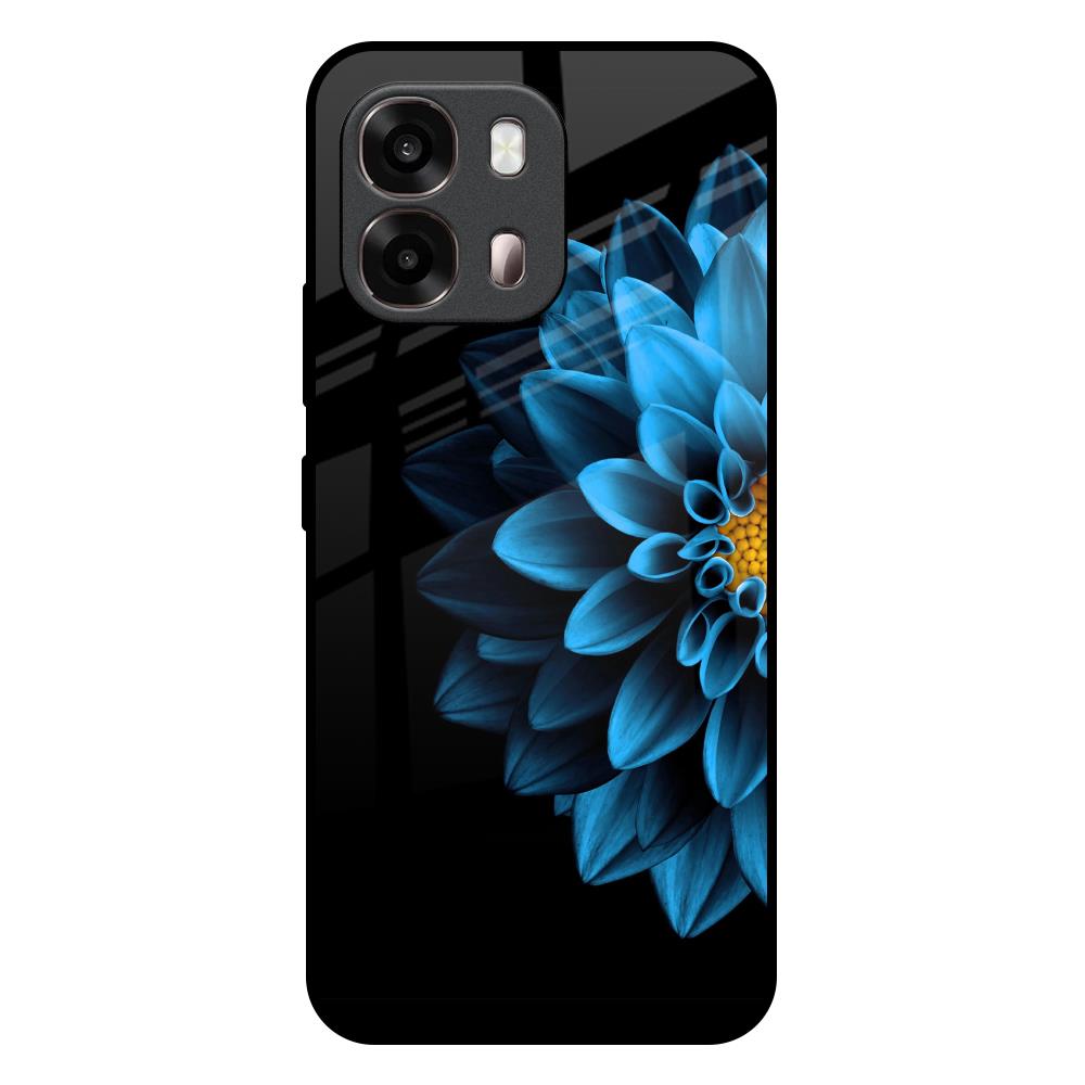 Half Blue Flower Oppo A6 Pro 5G Glass Back Cover Online