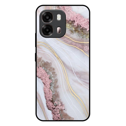 Pink & Gold Gllitter Marble Oppo A6 Pro 5G Glass Back Cover Online