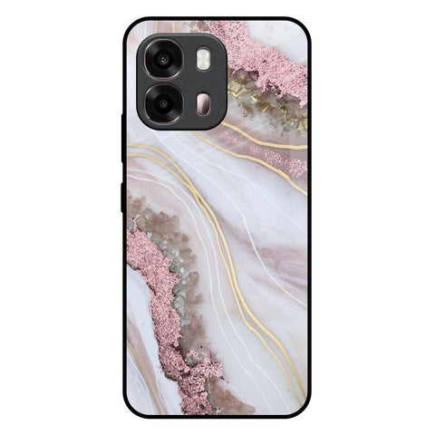 Pink & Gold Gllitter Marble Oppo A6 Pro 5G Glass Back Cover Online