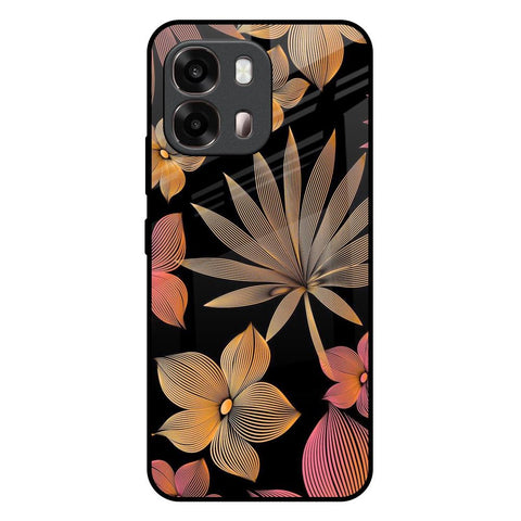 Lines Pattern Flowers Oppo A6 Pro 5G Glass Back Cover Online