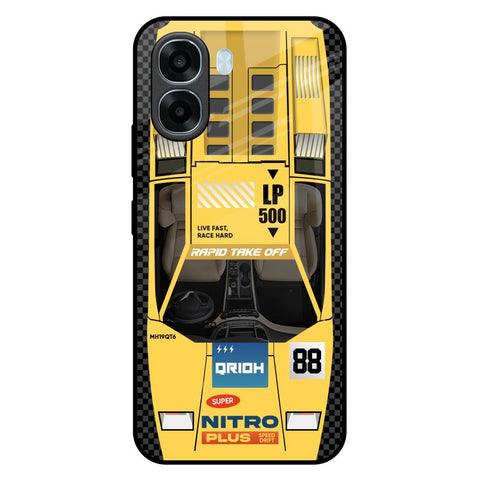 Yellow Racing Car Oppo A6x 5G Glass Back Cover Online